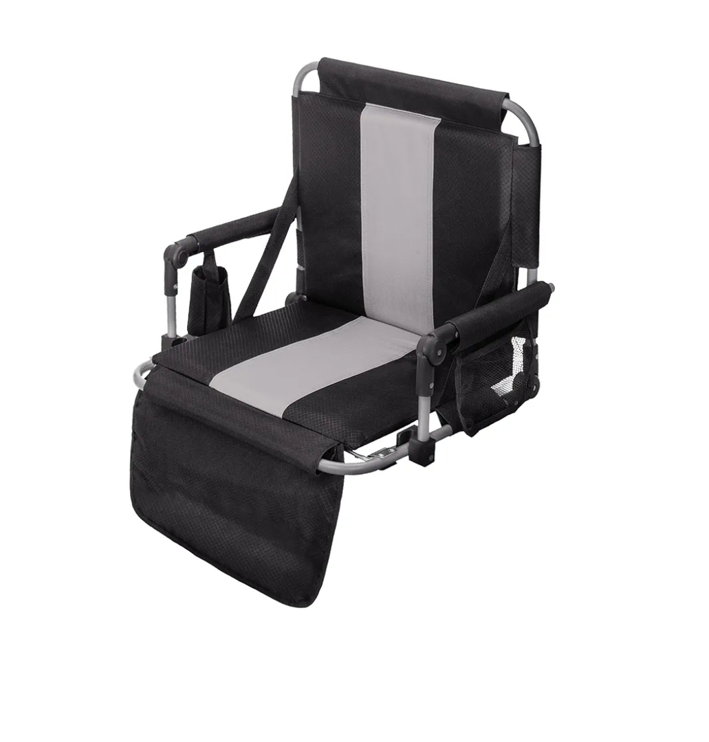 GREEN PARTY Stadium Seat for Bleachers Portable Outdoor Floor Folding Stadium Chair with Armrest, Back Support, Cup Holder, Mesh Bag and Hide Hooks