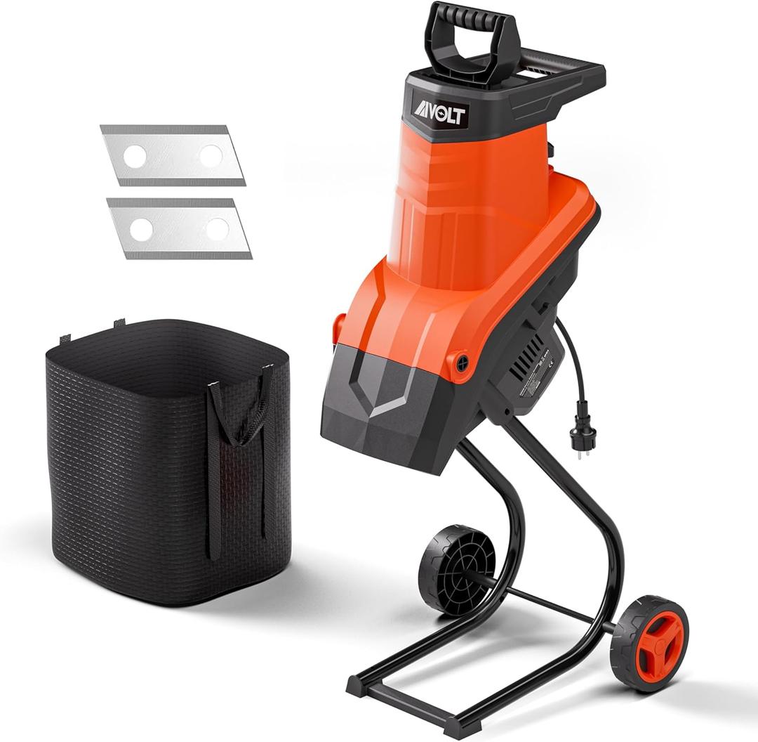 AIVOLT Wood Chipper Shredder 1800w Electric Leaf Mulcher Shredder with Collection Bag 1.8-inch Cutting Diameter 15-Amp for Mulching, Composting and Yard Cleanup