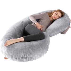 yoyomax Pregnancy Pillows, C Shaped Full Body Maternity Pillow Memory Foam Pregnancy Pillow with Removable Velvet Cover, 52 Inch Pregnancy Pillows for Sleeping-LIGHTGREY