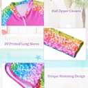 Vogseek Girls Swimsuits 5-9 Years 2 Piece Zip Rashguard Sets Long Sleeve Bathing Suit (Rose)