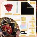 12 Pcs Glitter Eternal Rose Bouquet DIY Kit with Butterflies & Crown,Sparkly Fake Floral Craft Gift for Valentine's Day, Mother's Day, Birthday, Anniversary & Wedding(Red)
