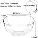 TOPZEA Set of 3 Clear Plastic Serving Bowls for Party, 94oz Acrylic Large Salad Mixing Bowl Set Kitchen Reusable Snacks Bowl for Fruit Chips Dips Popcorn, Break-Resistant, 9.25"x 9.25x 4.6"