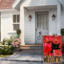 2 x Valentines Day Garden Flag 12x18 Inch Double Sided Outside, Black Cat Love Hearts Welcome Outdoor decoration Valentines Party wedding Decoration flag
