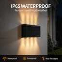Solar Wall Lights Outdoor 2 Pack, Up and Down Solar Wall Sconce, 3000K Warm White Dusk to Dawn, IP65 Waterproof Exterior Mounted Lights, Up to 16H Runtime for Porch, Doorway, Entryway