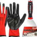 3 Piece Putty Knife & Gloves Set - 2" & 4" Stainless Steel Scraper Tool for Wall Repair Paint Scraper Art Auto & Kitchen Rustproof Durable with Non-Slip Grip DIY Contractors Renters (Gloves Included)