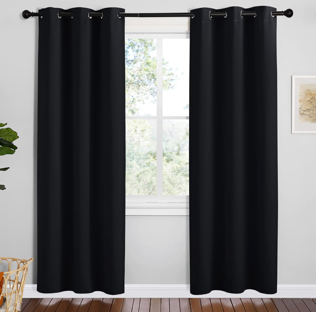 Black 12ft Extra Tall Curtains High Ceiling, 8' Extra Wide Blackout Curtains , Extra Long Room Darkening Curtains