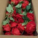 InnoGear 50 Pcs Red Roses Artificial Flowers, Fake Velvet Silk Rose Bulk Faux Flower for Mother's Gift Decoration DIY Wedding Centerpieces Proposal Bridal Bouquets Party Floral Decor (50, Red)