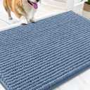 OLANLY Dog Door Mat for Muddy Paws 30x20, Ultra Absorbent Chenille Mud Doormat, Non-Slip Washable and Dirt Trapping Doormat for Indoor Entryway, Quick-Dry Indoor Pet Bed Mats for Dogs, Airy Blue