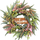 Halloween Wreath Wreath for Home Seasonal Holiday Featuring Elegant Wheat and Pumpkin Design Perfect for Door Wall or Indoor Use (Green, 55x55x8cm)