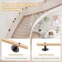5 FT Wood Handrails for Indoor Stairs, Wall-Mounted Staircase Handrails for Indoor Outdoor Steps, Non-Slip Stairs Railing Indoor for Corridor, Lofts, Patio, Kindergarten Guardrail (Round Wood)