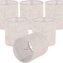 Chandelier Lamp Shades, Small Lamp Shades Clip-on Bulbs Only for Candelabra Bulbs, Beige Chandelier Shades 6 Pcs, Mini Lampshades for Chandeliers 5.1" X 5.1" X 5.3, Home Decor Fabric Linen Lampshade
