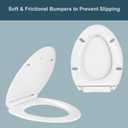 Elongated Slow Close Toilet Seat, Slip-Resistant, Quick Releasing for Cleaning, Easy to Install, Never Loosen, White