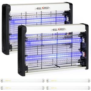 2 Pcs Electric Bug Zapper Indoor Insect Killer with Replacements Bulbs 20W Blue Light Powerful 2800V Attract Fly and Mosquito Traps with Circuit No Load Protection Outdoor Plug in Pest Control