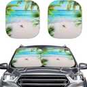Bulopur 2 Pcs Sun Shade Car Windshield Beach Tropical Palm Tree Automotive Windshield Sun Shades Universal Sunvisor Shield for Most Cars Sedans SUVs Trucks