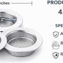 Sink Strainer Basket (3 Pack) 304 Stainless Steel Kitchen Drain Strainer, Anti-Clog Sink Drain Catcher, Rustproof, Fits 4.4 Standard Sink