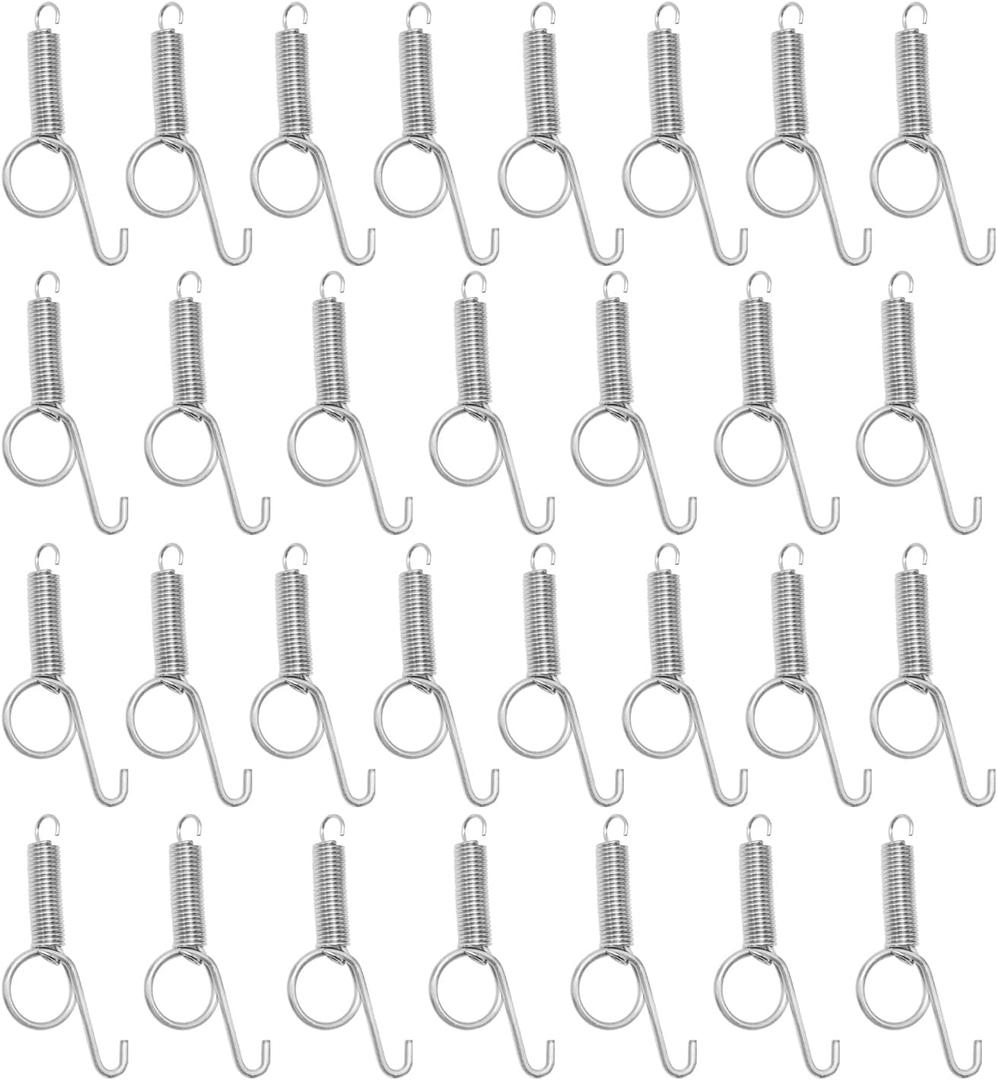 Anxingo 30 Pcs Spring Cage Latch Door Spring Hook Metal Finger for Fixing Rabbit, Dog, Cat, Birds,Rodents, Guinea Pig, Hamster, Parrot Hedgehog Cage Door