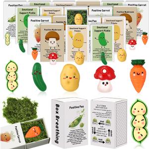 Cinnvoice 25 Set Bulk Employee Appreciation Gifts Thank You Teacher Nurse Coworker Office Staff Funny Desk Pets Cute Resin Ornament Emotional Card Box Graduation Positive Party Favor (Mushroom)