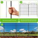 10 Panels 33in H x 29in L Garden Fence, 24ft L Black Metal No Dig Fence Temporary Animal Barrier for Dogs & Rabbits, Reusable Outdoor Yard Fencing