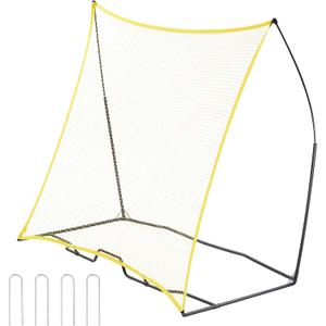 VEVOR Soccer TrainerPortable Soccer Rebounder Net, Iron Soccer Practice Equipment, Sports Football Rebounder Wall with Portable Bag, Perfect for Team Solo Training, Passing, Volley (Single Net-7x7ft)