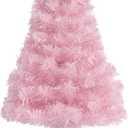 CCINEE 2Ft Artificial Christmas Tree, Pink Mini Tabletop Hinged Christmas Tree with Plastic Stand 80 Branch Tips for Xmas Party Supplies Home Indoor Decoration