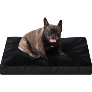Dog Crate Bed Waterproof Deluxe Plush Dog Beds with Removable Washable Cover Anti-Slip Bottom Pet Sleeping Mattress for Large, Medium, Jumbo, Small Dogs, 23 x 17 inch, Black