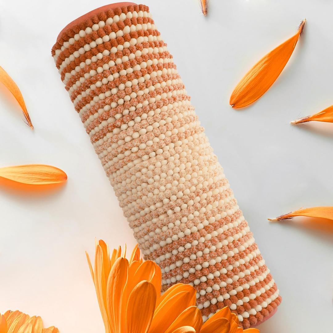 BSICPRO Bathroom Rugs, Bath Mat Rug for Bathroom Non Slip 17 x 24 Inches Water Absorbent Chenille Floor Mats Machine Washable (Pumpkin Orange)