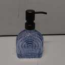 Glass Soap Dispenser for Kitchen and Bathroom Contertop Wash Hand Liquid, Dish Detergent, Farmhouse Style Shampoo Lotion Pump (1, Blue Glass with Black, 4" x 2"x 6-5/ 8")