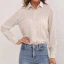 YAMANMAN Womens Button Down Shirt Long Sleeve Classic Collared Tops Work Office Casual Chiffon Blouse