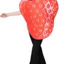 EraSpooky Adult Strawberry Costume Fruit Costume Halloween Funny Set with Green Leaf Accessory