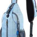 WATERFLY Sports Crossbody Sling Backpack Sling Bag Chest Bag Daypack for Cycling Hiking Running Men Women (Starry Night Light Blue)