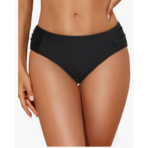 Zmart Women Low Rise Bikini Bottoms - Full Coverage Ruched Bathing Suit Swim Bottom Swimsuits Swimwear