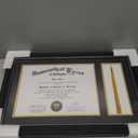 GraduationMall 11x17 Black Diploma Frame with Tassel Holder for 8.5x11 Certificate Document,Real Glass, Black over Gold Mat