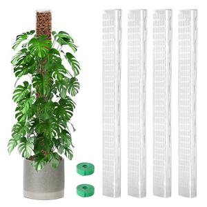 EOX 4 Pcs 36 Inch Plastic Moss Pole for Monstera, Large D Shaped Poles for Climbing Plants Work with Sphagnum Moss, 138 Inch Plant Stake Set of 4, Garden Ties
