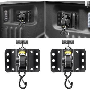 2PCS Retractable Tie Down Straps for 2015-2025 Ford F150, Retractable Ratchet Straps 10 Ft Self Retracting Tie Down with Boxlink Plates Mounted Brackets Bed Mount Heavy Duty Bolt on