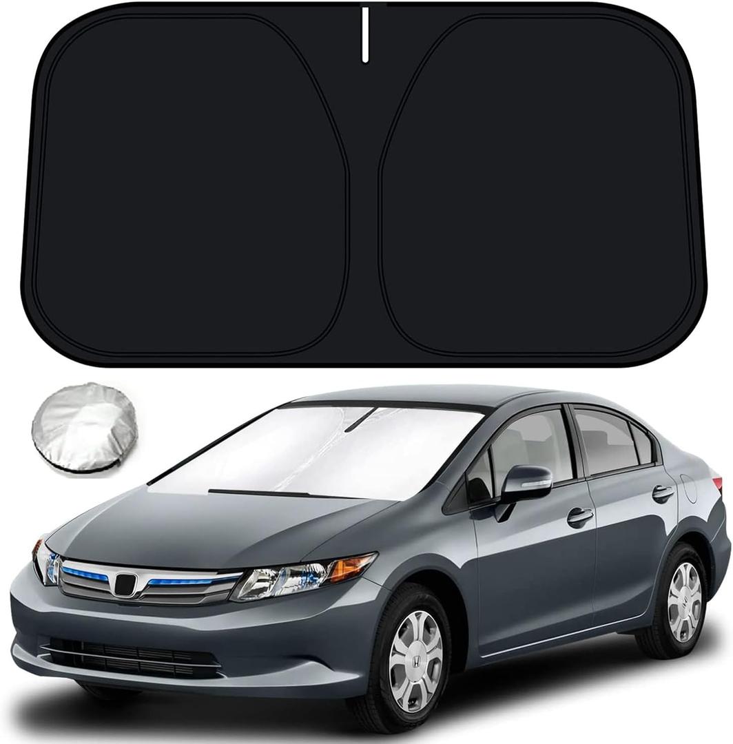 Bestview Windshield Sun Shade for 2012 2013 2014 2015 Honda Civic Accessories, Front Window Sunshade Sun Visor Protector Block UV Rays Heat, Foldable 3 Layers 210T Material