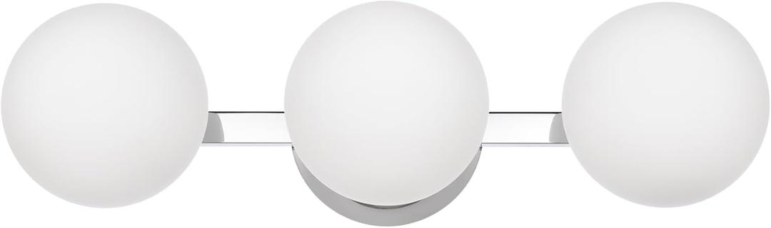 Chrome Globe Bathroom Vanity Light Fixtures, Modern 3 Lights Wall Lighting, Porch Wall Mount Light Fixture for Bathroom, Over Mirror Cabinets