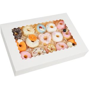 Moretoes 40pcs Large Bakery Boxes, 16x11x2.5 Inches Auto-Popup Cookie Boxes with Window for Donuts, Treats, Pastries, Pies, Muffins, Chocolate Covered Strawberries