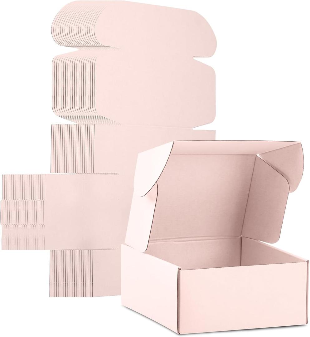 MUNBYN 25 Pack Shipping box 9x6x4 Inch, Corrugated Mailing Box For Small Business, Packing and Moving, Gift Box Mailer, Pink