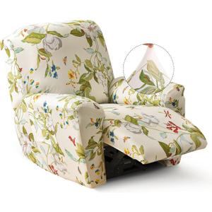 Iauddy Recliner Slipcover-Stretch Soft Slip Reclining Chair Slipcovers 4-Pieces Furniture Protector for Recliner with Pocket Fitted Sofa Couch Cover Lazy Boy Chair Cover(Beige/Olive Green)