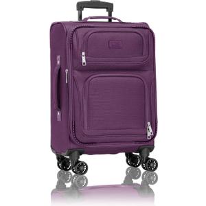 U.S. Traveler Rio Lightweight Softside Rolling Carry-on Suitcase, 4-Wheel Single, Purple