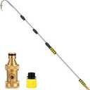 Gutter Cleaning Tools, 24FT Reach Gutter Cleaner Tools from the Ground with Hose Attachment, Rain Gutters Cleaning Wand with Heavy-Duty Head for 2nd Story House