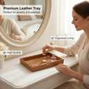 Leather Storage Tray for Men and Women - Vanity Tray for Bathroom, Bedroom, and Dresser Table - Decorative Storage Box Leather Valet Tray Catchall Tray for Watch, Jewelry, Perfume