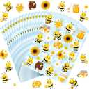 Teling 500 Pieces Bee Theme Stickers for Kids Honey Stickers Cute Waterproof Summer Bee Decals for Teachers Students Reward Spring Classroom Party Birthday Baby Shower Decoration