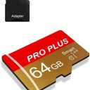 TF Card 64GB with Adapter, High Speed Memory Card, UHS-I C10 A1 Memory TF Card for Tablet/Mobile Phone/Camera/Car Audio/Game Console (64, GB)