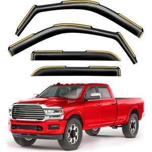 in-Channel Window Rain Guards Fit for Truck Dodge RAM 2500 3500 2019-2026 Crew Cab Extra Durable Window Visors Window Deflectors Vent Visors Vent Shades Car Accessories-4 pcs 2-Q07