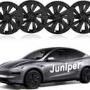 Upgraded 2025 Model Y Juniper Wheel Covers for Tesla Accessories 2025 19 Inch Rim Protectors (Set of 4) with Enhanced Elasticity Wheel Cover Replacement (Black)