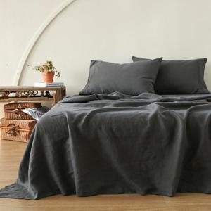 Simple&Opulence 100% Linen Fitted Sheet Queen(1 Piece), 14 Inch Deep Pocket Mattress Cover Natural French Flax Stone Washed Farmhouse Soft Breathable Bottom Sheets-Charcoal Grey Simple&Opulence 100% Linen Fitted Sheet Queen(1 Piece), 14 Inch Deep Pocket Mattress Cover Natural French Flax Stone Washed Farmhouse Soft Breathable Bottom Sheets-Charcoal Grey