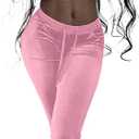 qfmqkpi Two Piece Outfits for Women Crop Top Zip Jacket and Flare Pants Set Velour Tracksuit (Small)