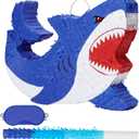 WERNNSAI Shark Piata - Ocean Shark Birthday Party Decorations Kids Boys Piata with Blindfold and Bat for Under the Sea Party Supplies Baby Shower Birthday Game Set