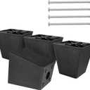 4 inch Black Plastic Furniture Legs, Screw-in Couch Legs Square Sofa Legs Replacement Legs for Furniture Couch Table Sofa, Pack of 4